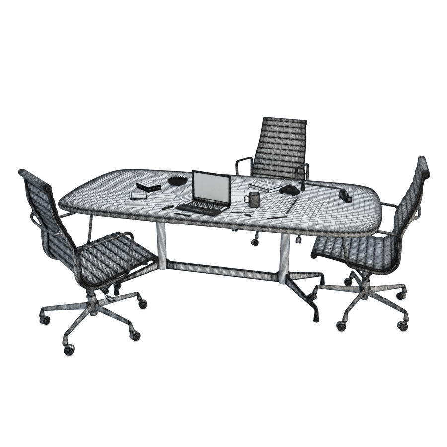 Office Desk Composition 3D model_6