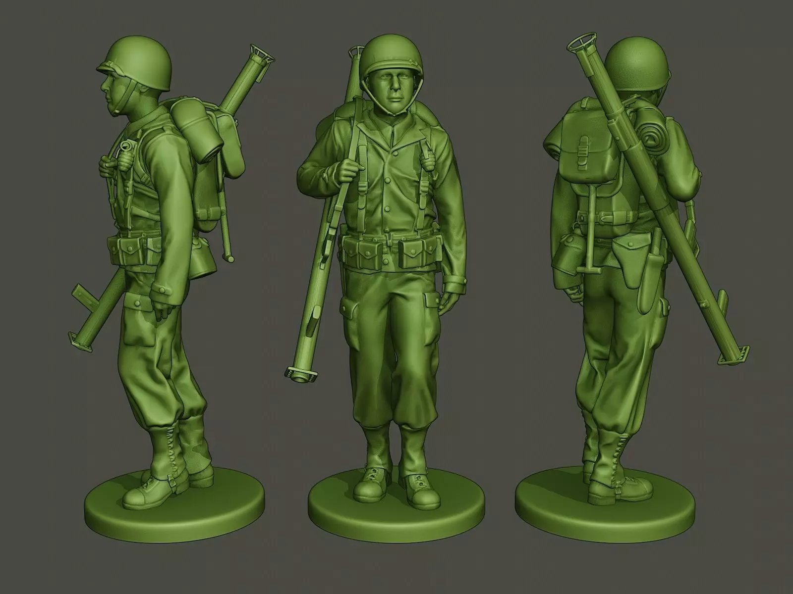 American soldier ww2 Bazooka walk  A4 3D print model_0