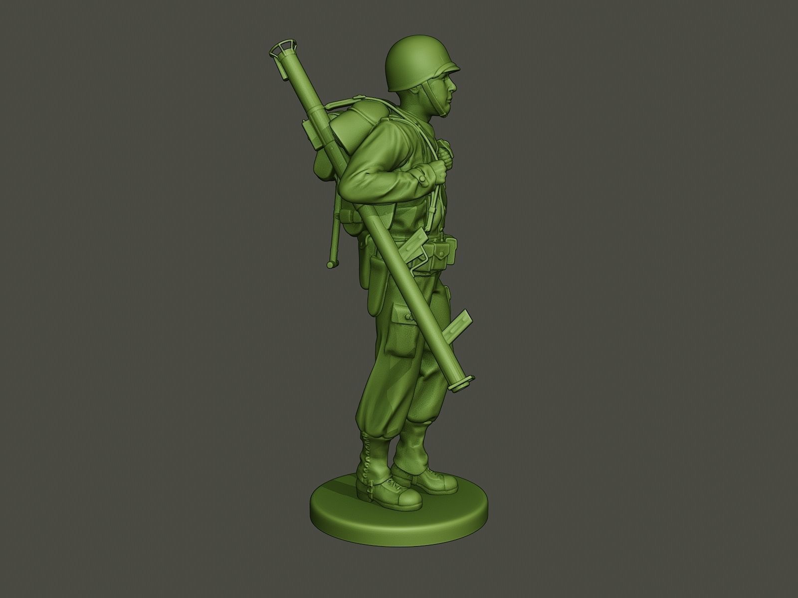 American soldier ww2 Bazooka walk  A4 3D print model_8