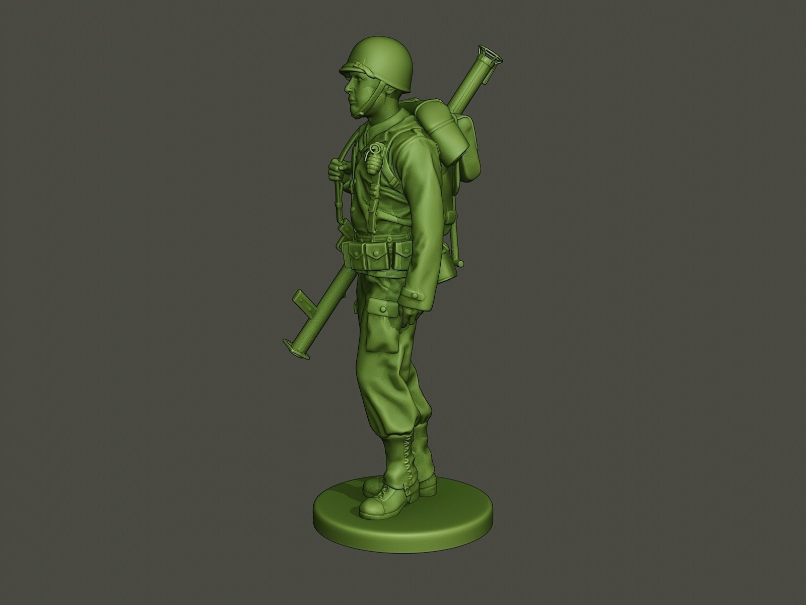 American soldier ww2 Bazooka walk  A4 3D print model_2