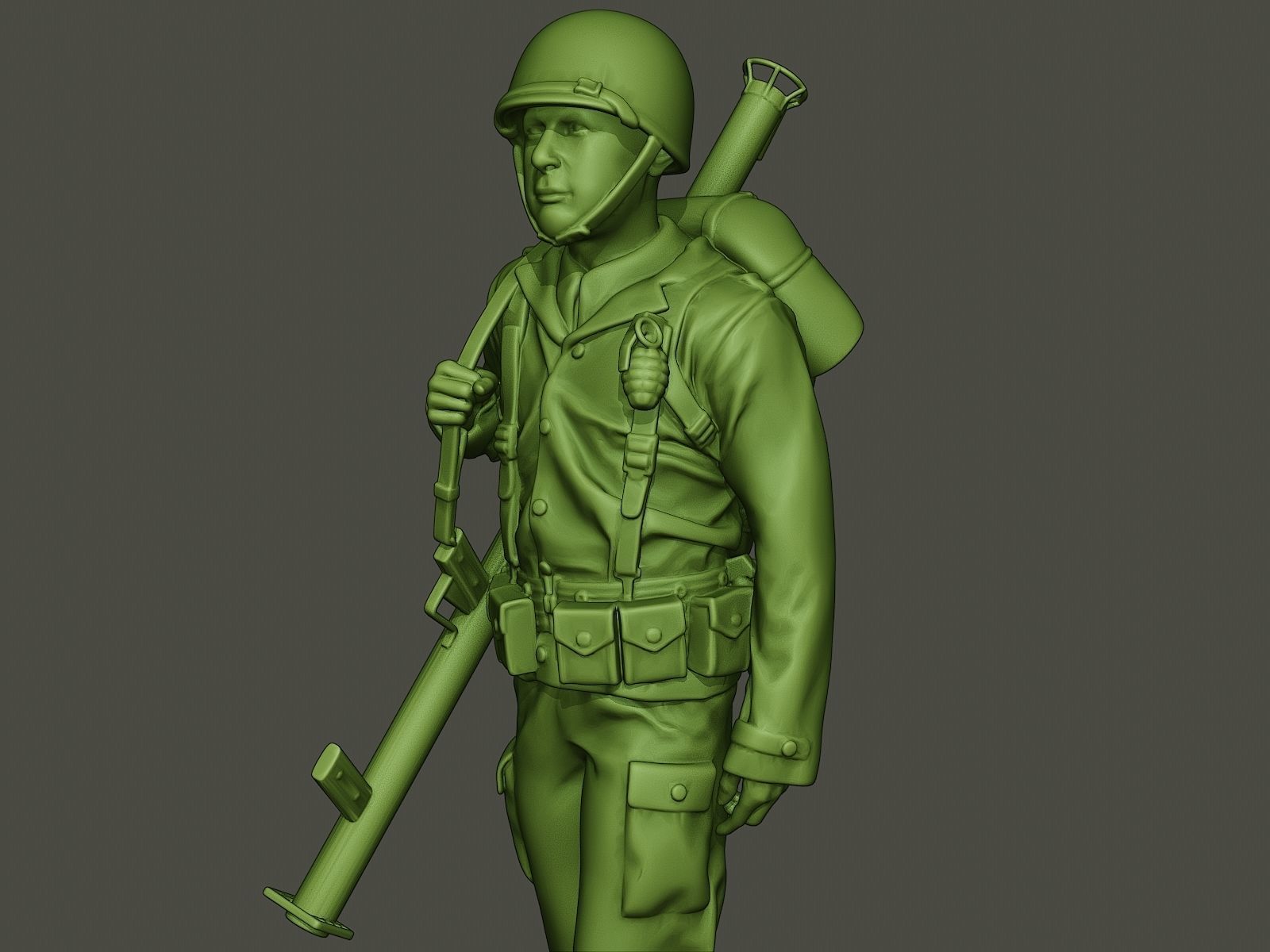 American soldier ww2 Bazooka walk  A4 3D print model_17