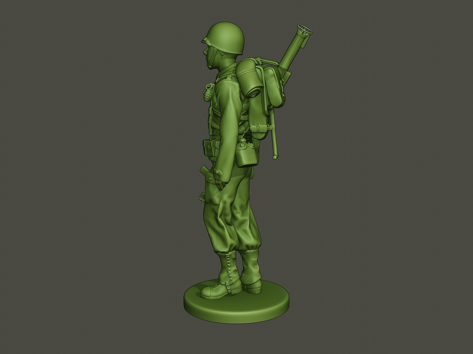 American soldier ww2 Bazooka walk  A4 3D print model_3