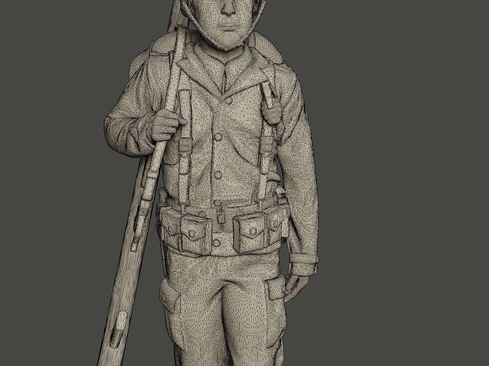 American soldier ww2 Bazooka walk  A4 3D print model_11