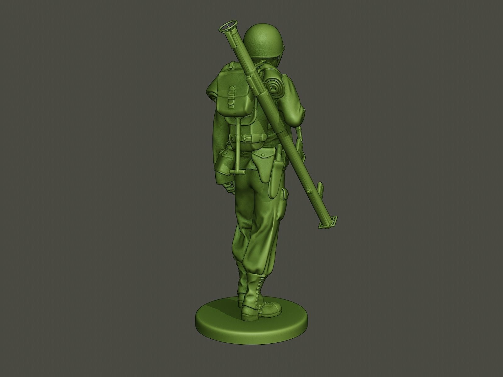 American soldier ww2 Bazooka walk  A4 3D print model_6