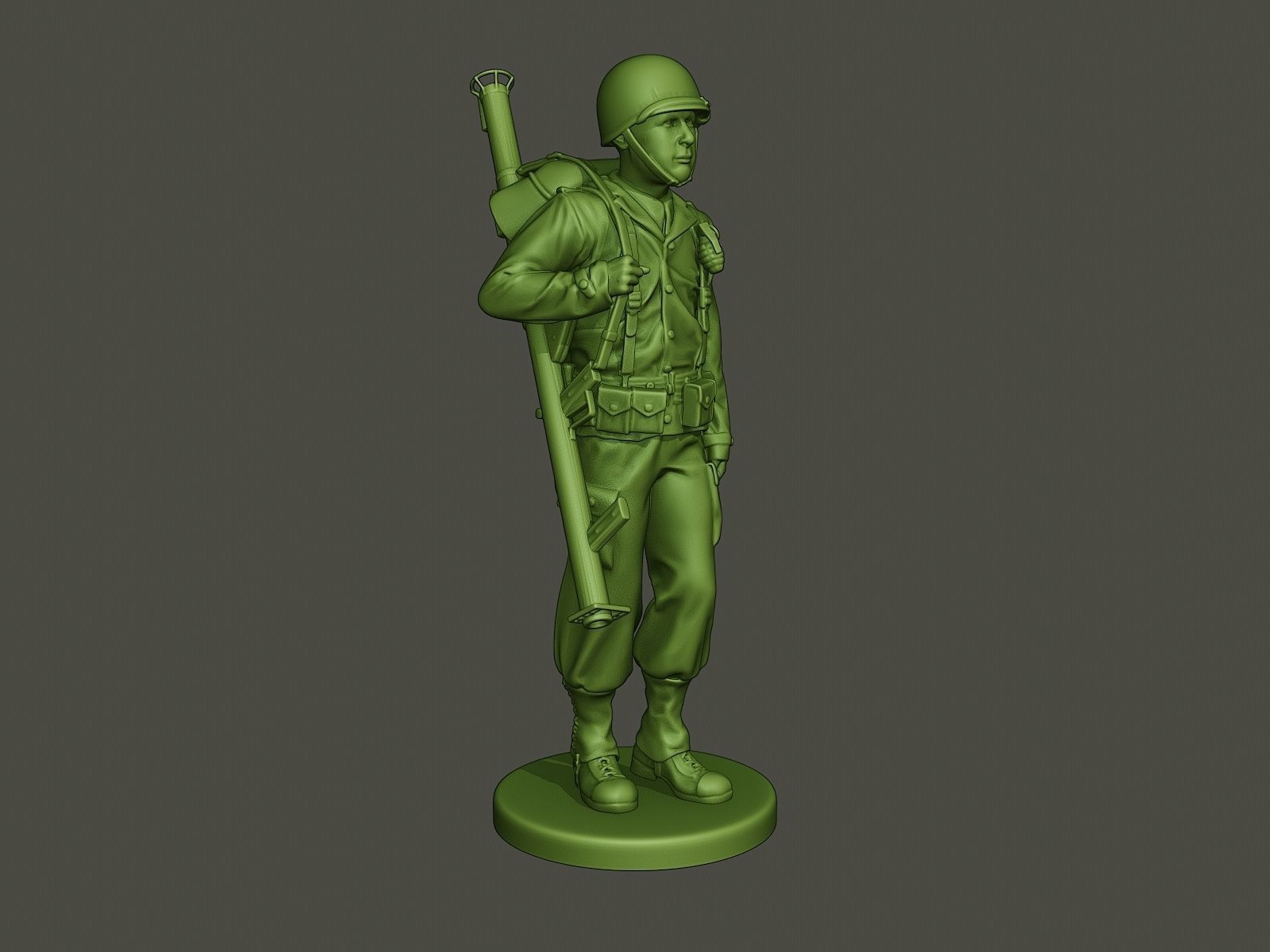 American soldier ww2 Bazooka walk  A4 3D print model_9
