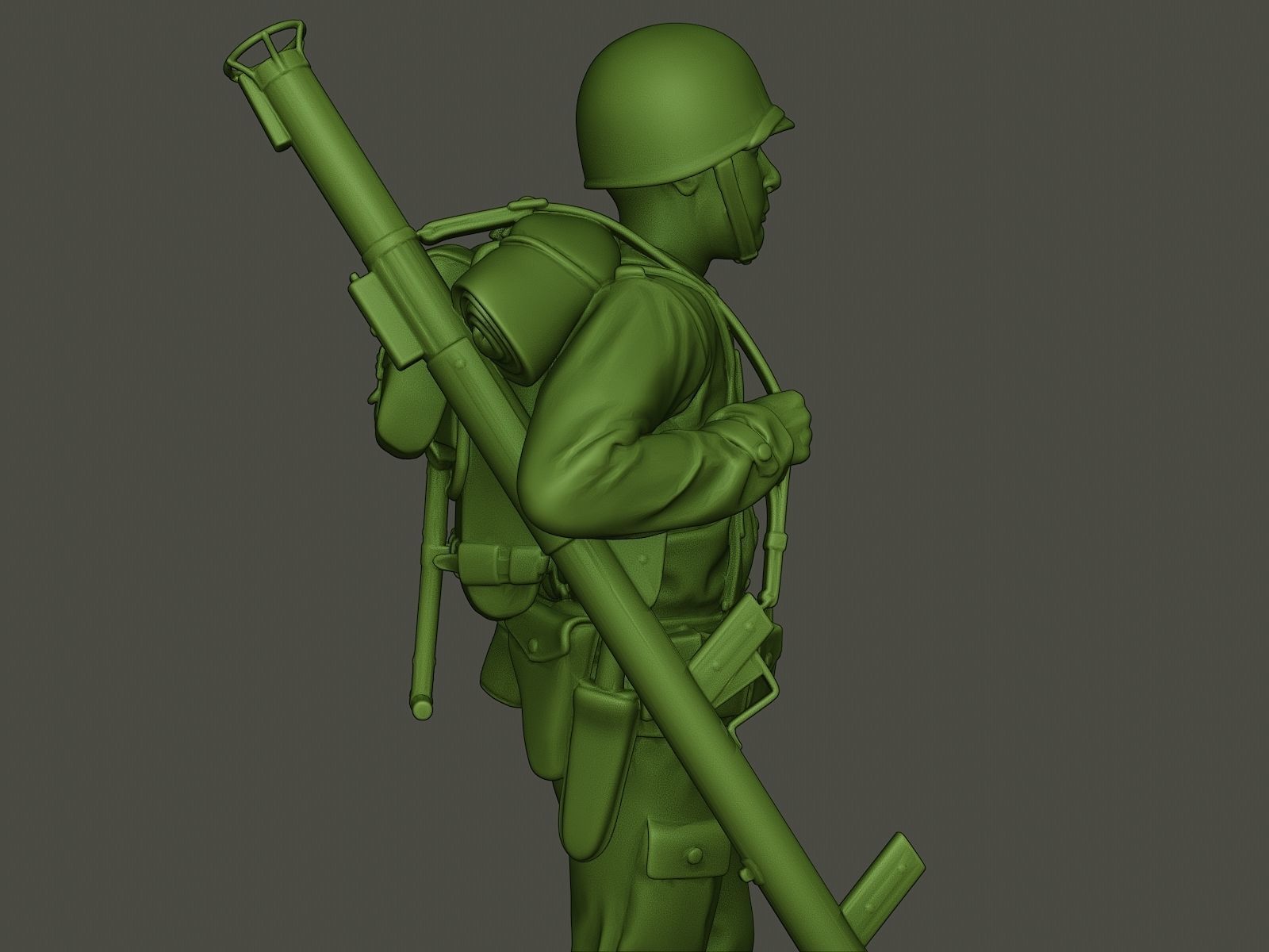 American soldier ww2 Bazooka walk  A4 3D print model_19