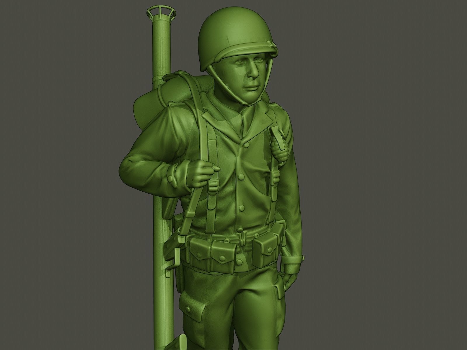 American soldier ww2 Bazooka walk  A4 3D print model_18