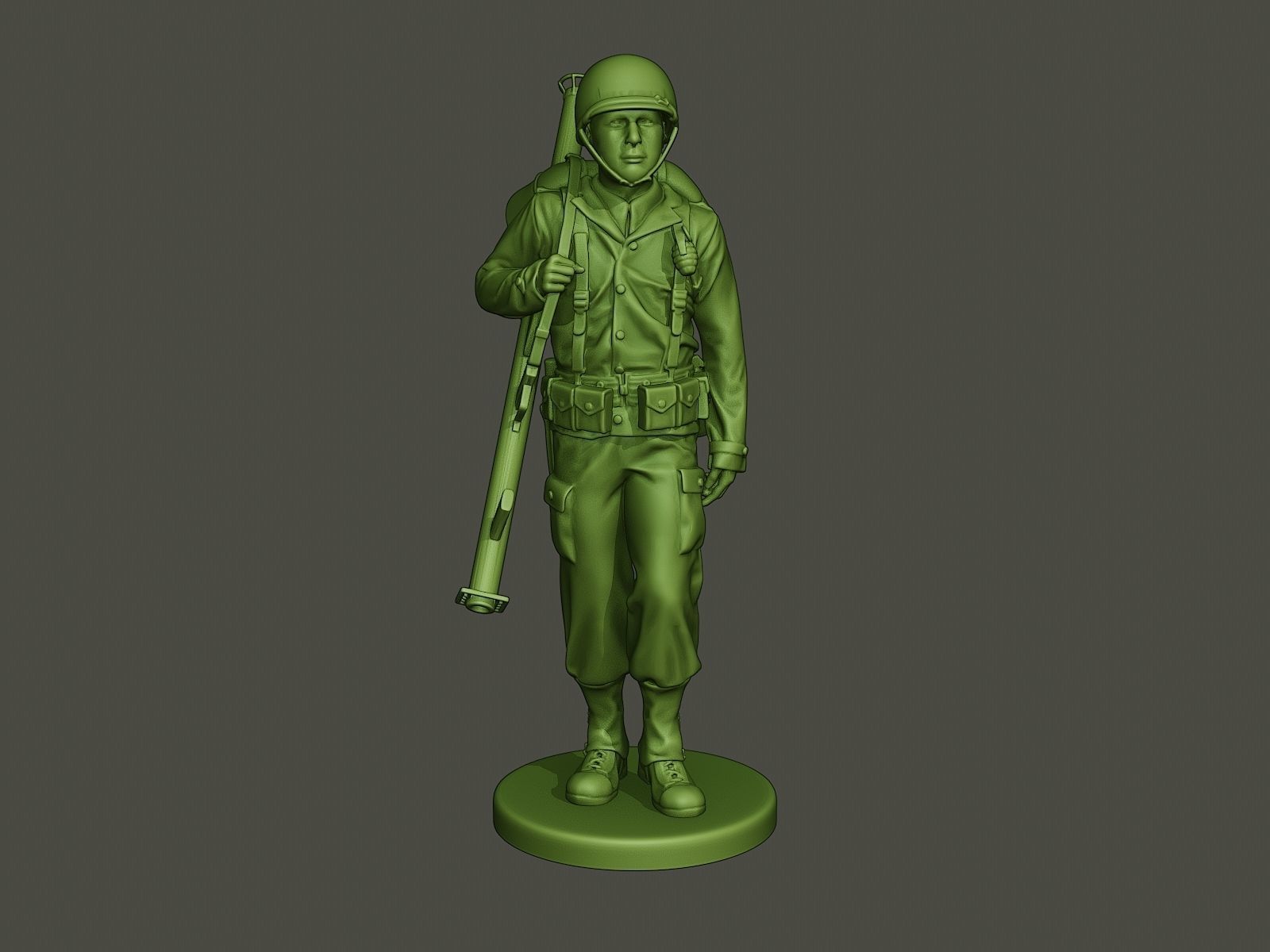 American soldier ww2 Bazooka walk  A4 3D print model_10