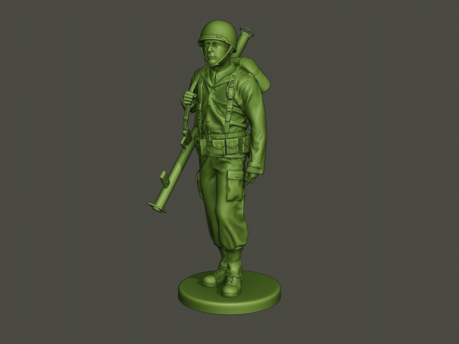 American soldier ww2 Bazooka walk  A4 3D print model_1