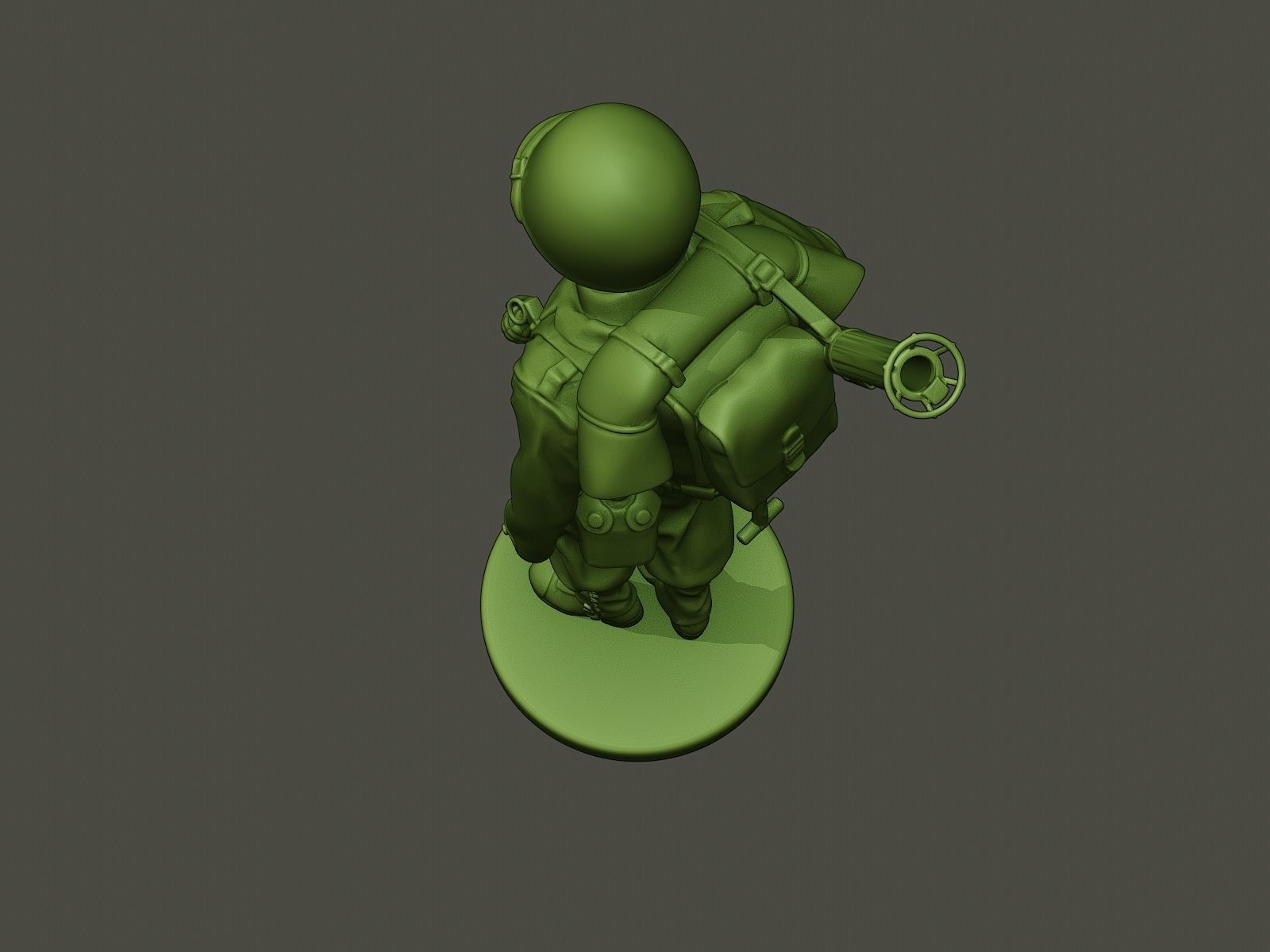 American soldier ww2 Bazooka walk  A4 3D print model_15