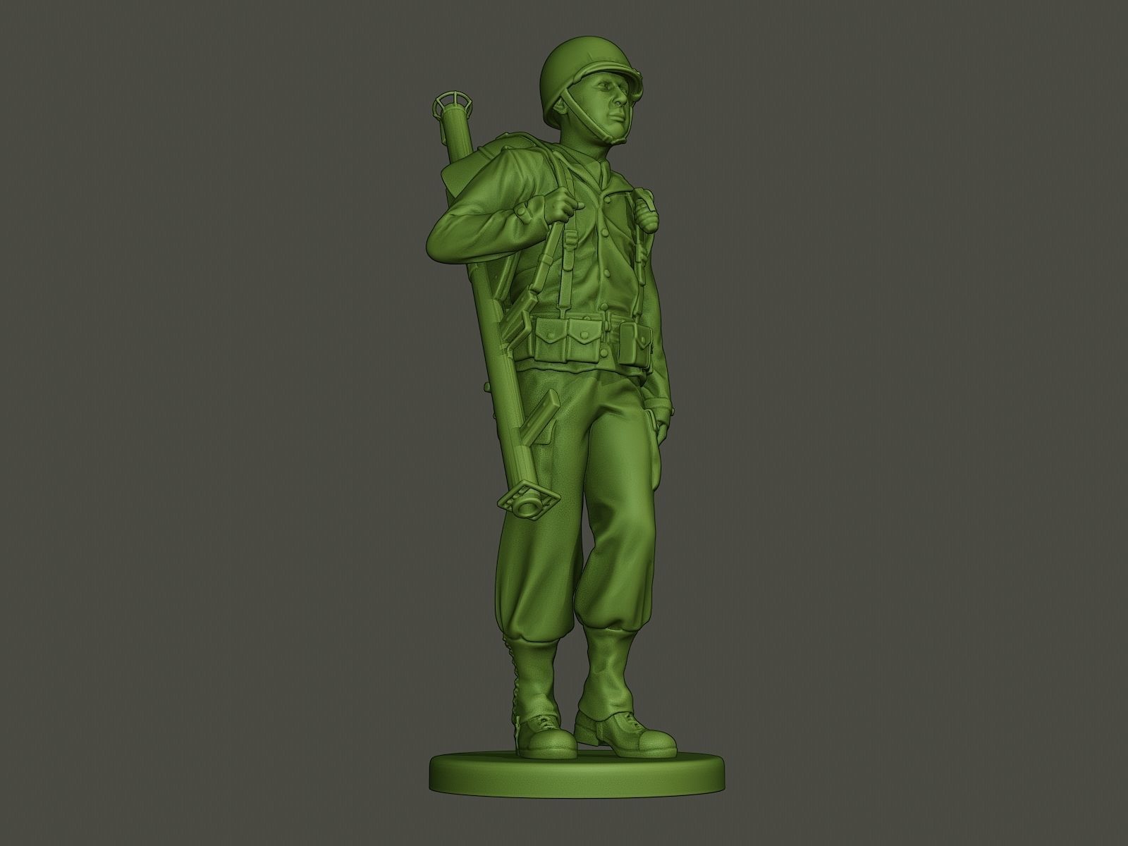 American soldier ww2 Bazooka walk  A4 3D print model_12