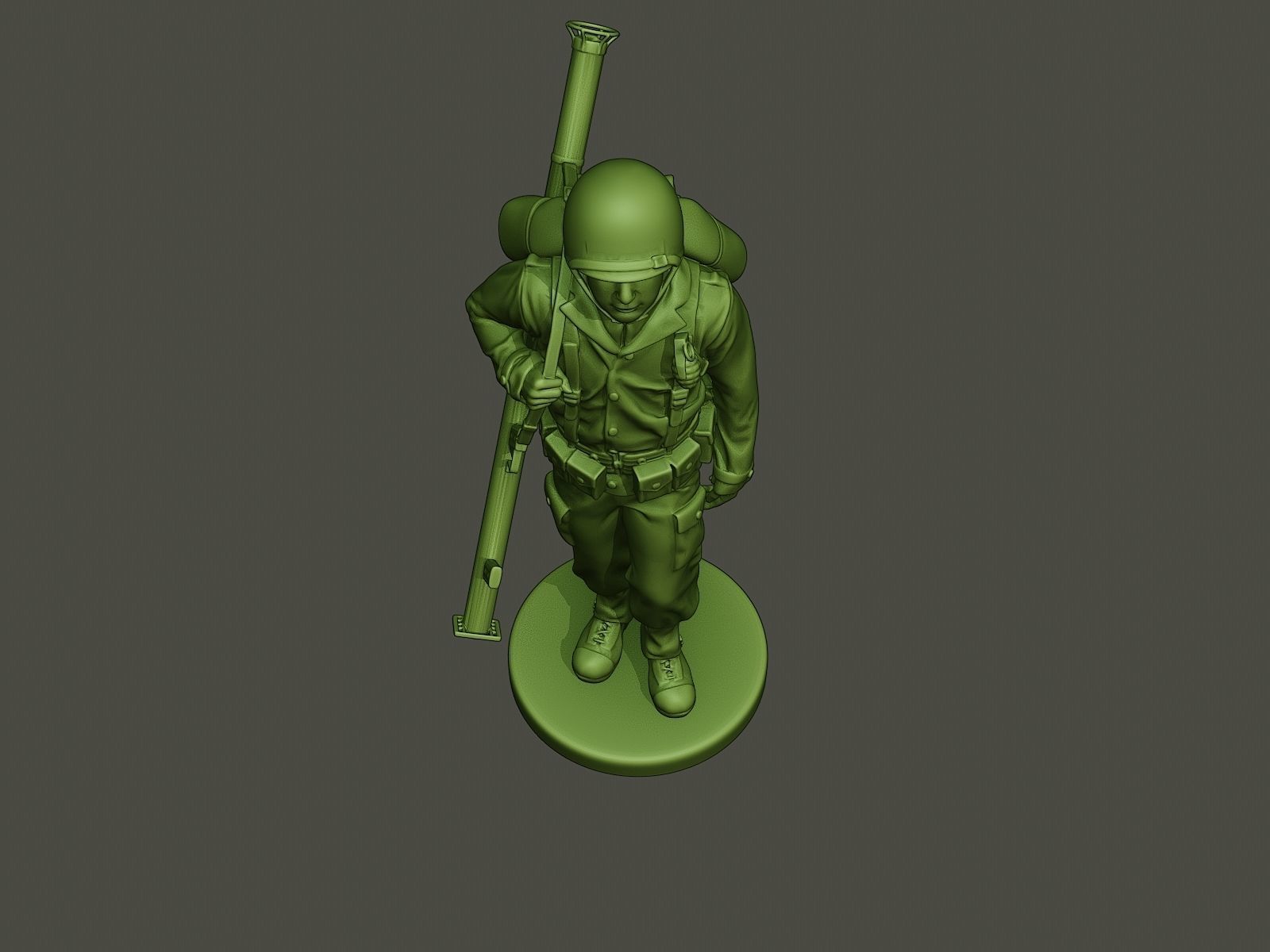 American soldier ww2 Bazooka walk  A4 3D print model_13