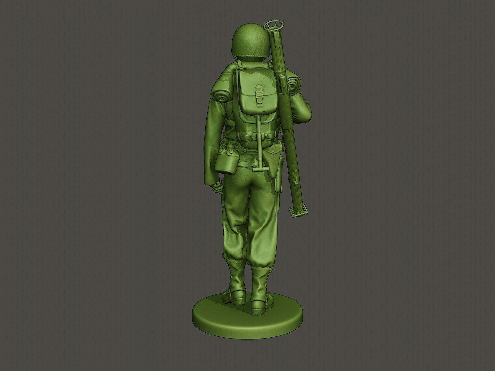 American soldier ww2 Bazooka walk  A4 3D print model_5