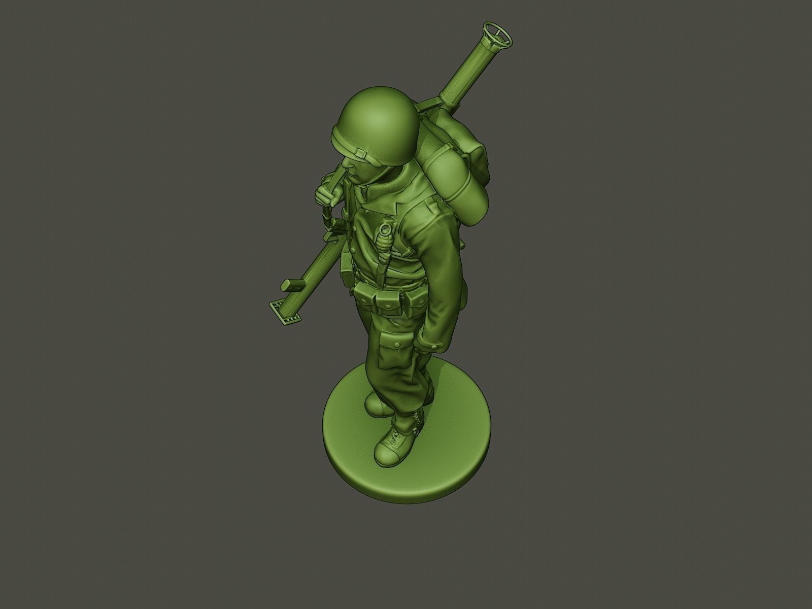 American soldier ww2 Bazooka walk  A4 3D print model_14