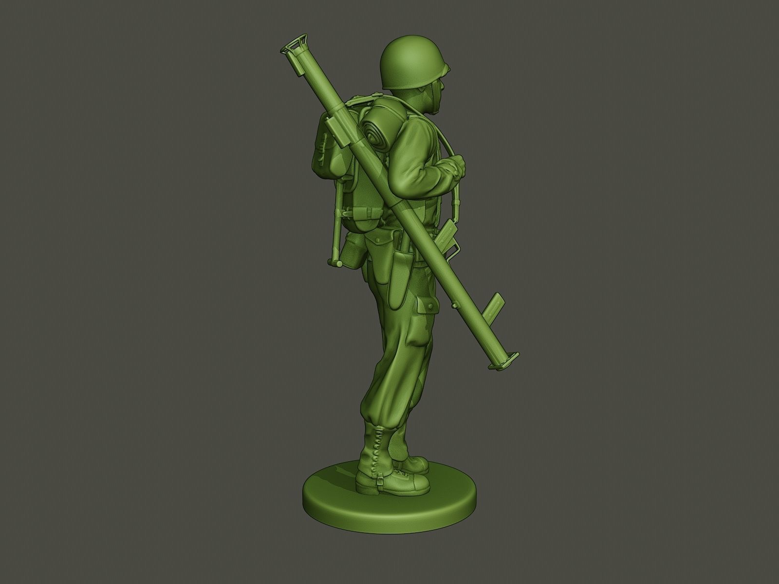 American soldier ww2 Bazooka walk  A4 3D print model_7