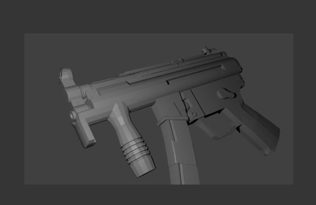 MP5K Gun Low-poly 3D model_1