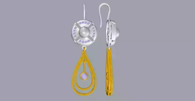 Earrigs with diamods and pearls 3D print model