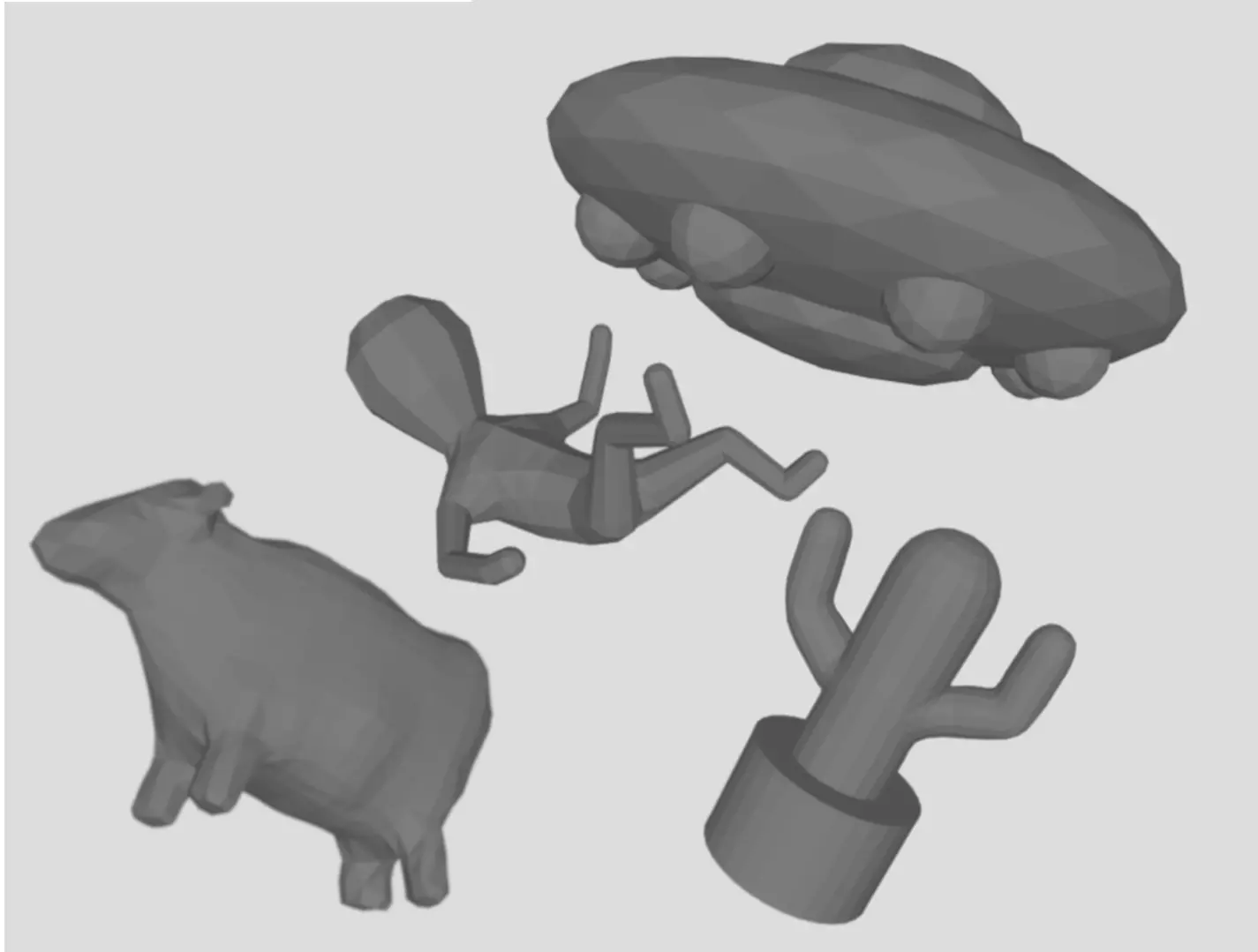 UFO Abduction - 4 pieces in a pack - low poly Free low-poly 3D model