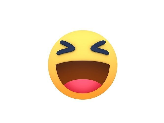 Animated Facebook Haha Reaction Button Low-poly 3D model