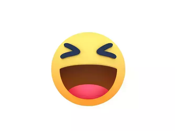 Animated Facebook Haha Reaction Button Low-poly 3D model