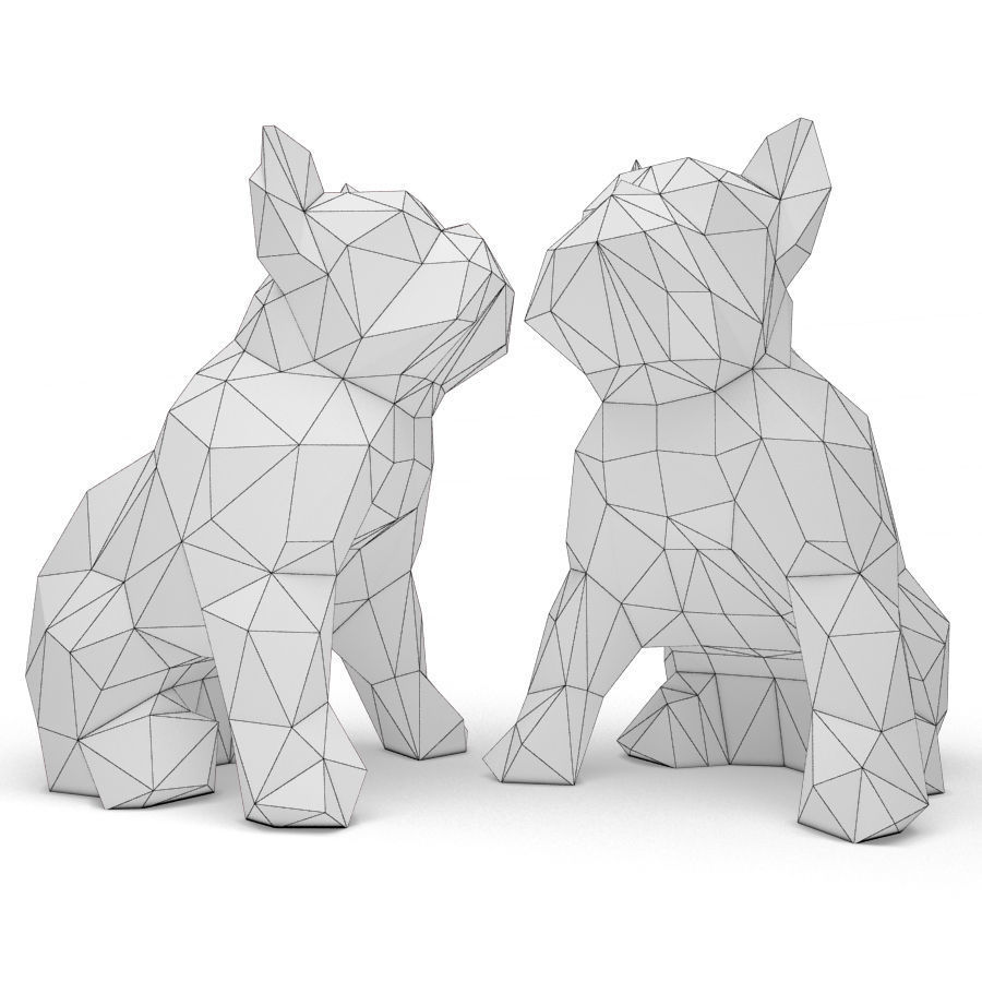Origami Bulldog Sculpture marokka 3D model_1