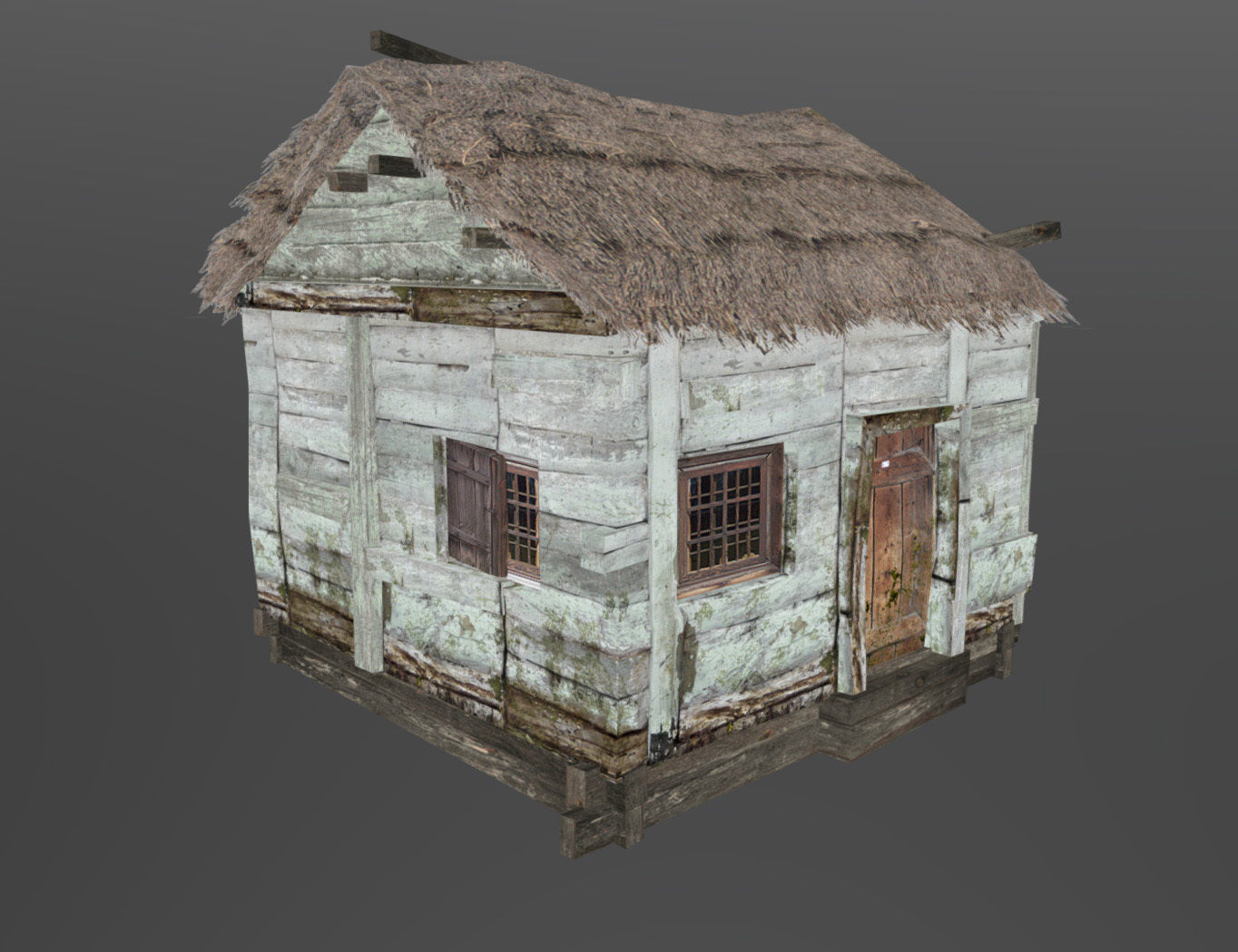Wooden Hut Low-poly 3D model_3