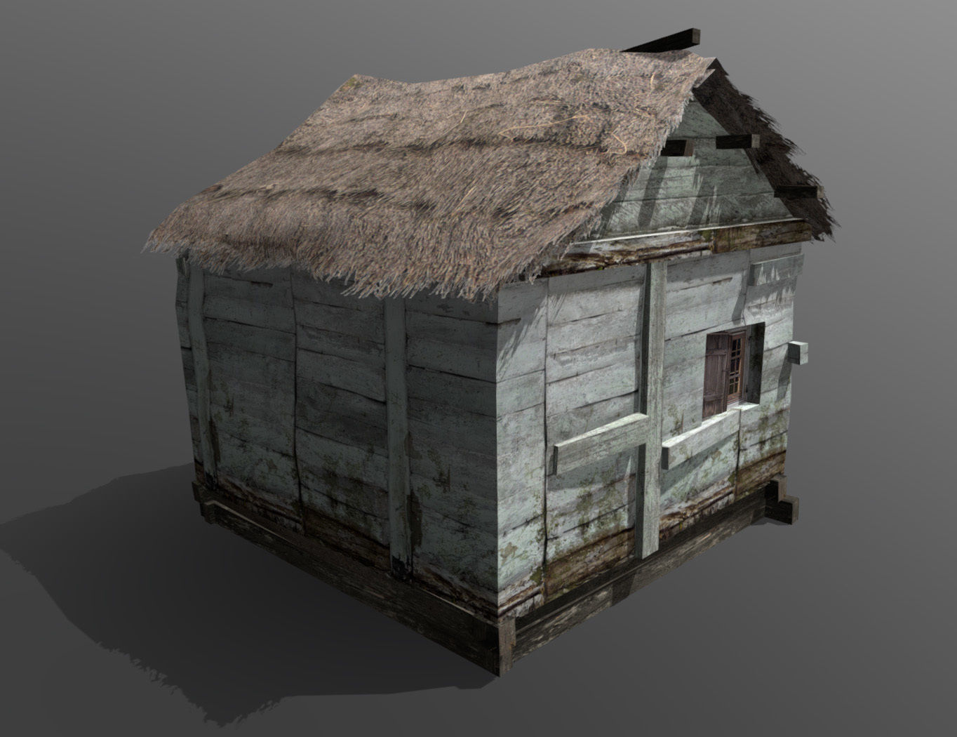 Wooden Hut Low-poly 3D model_1