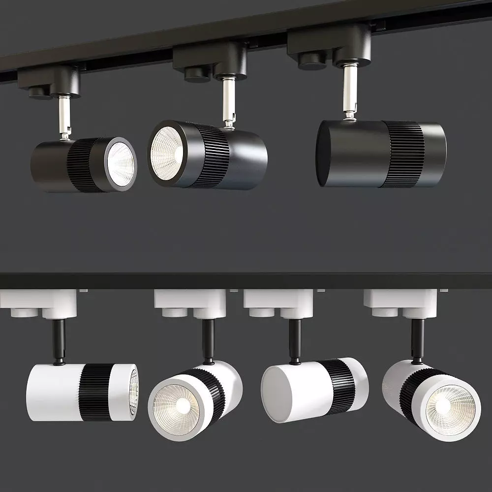 Glitz Neutral White Black Body LED Spot Track Light Low-poly 3D model_0