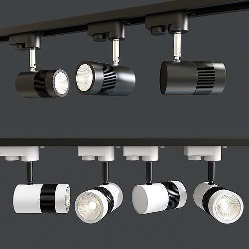 Glitz Neutral White Black Body LED Spot Track Light Low-poly 3D model