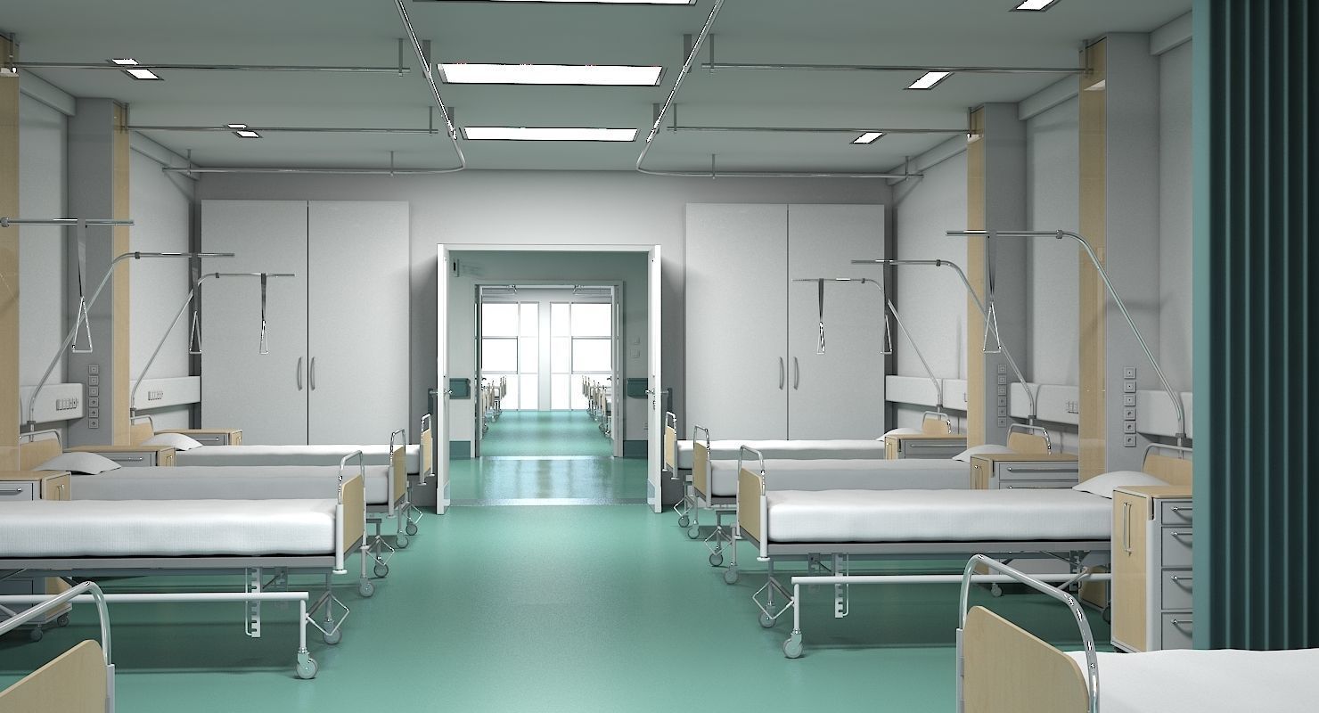 3D Hospital Ward And Hallway 3D model_4