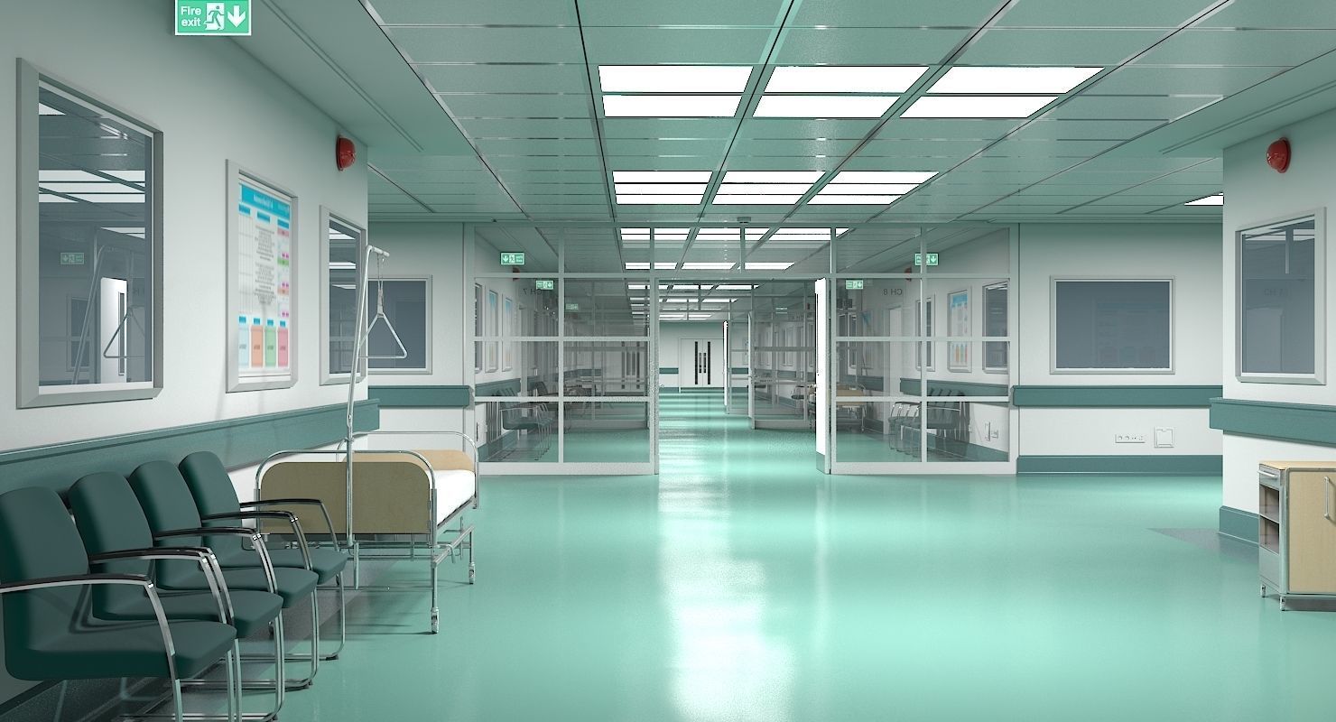 3D Hospital Ward And Hallway 3D model_1