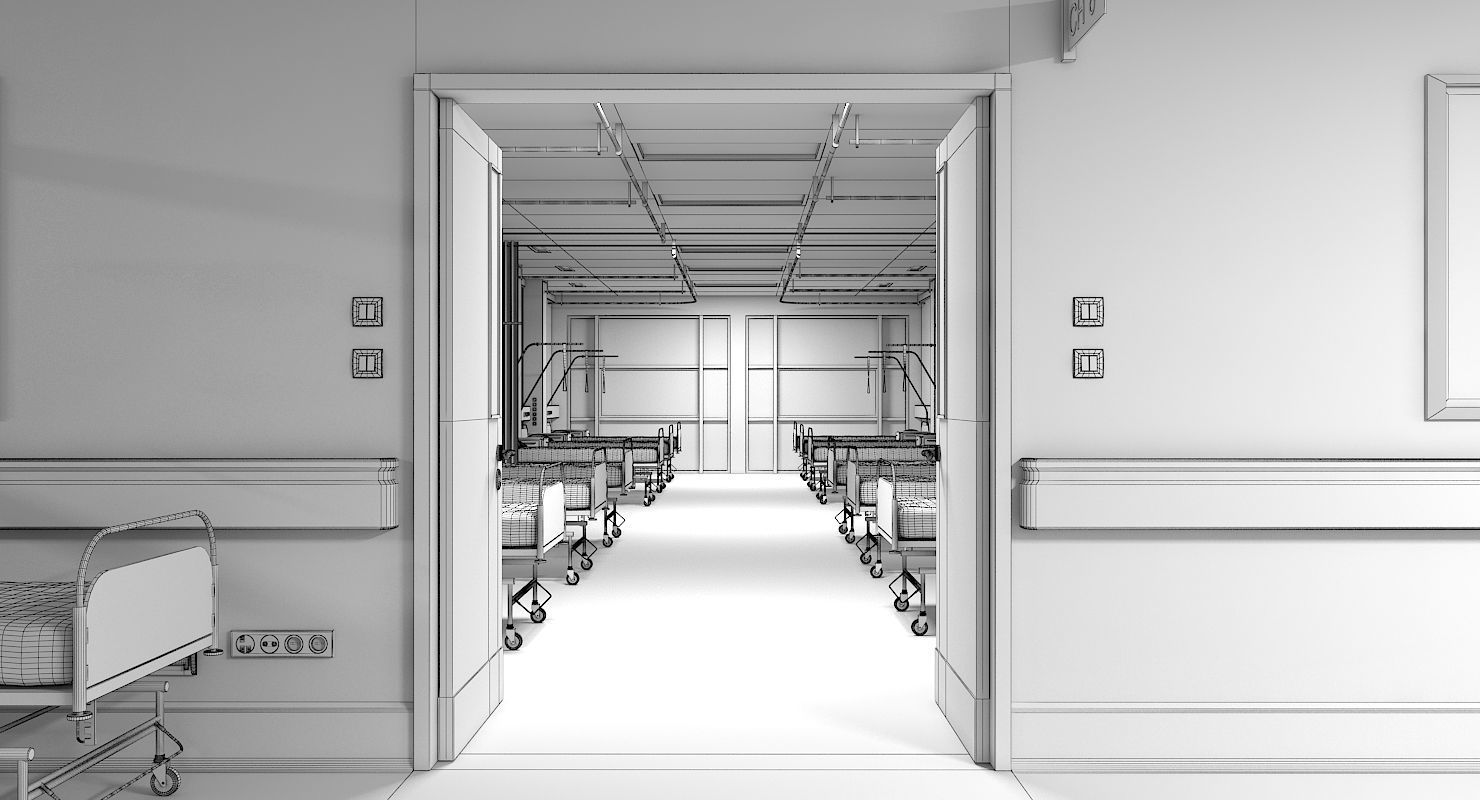 3D Hospital Ward And Hallway 3D model_13