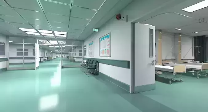 3D Hospital Ward And Hallway 3D model