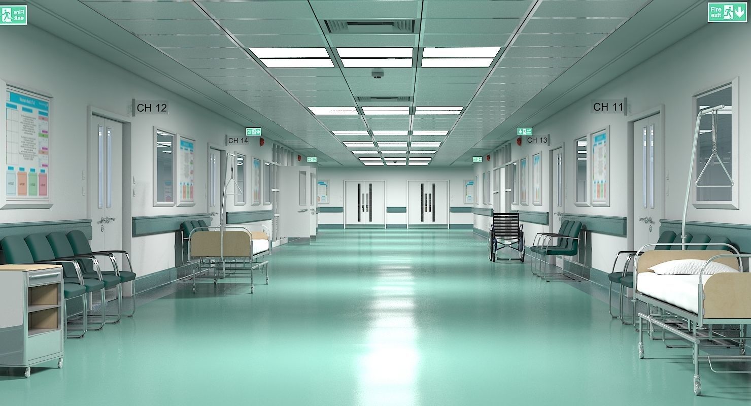 3D Hospital Ward And Hallway 3D model_3