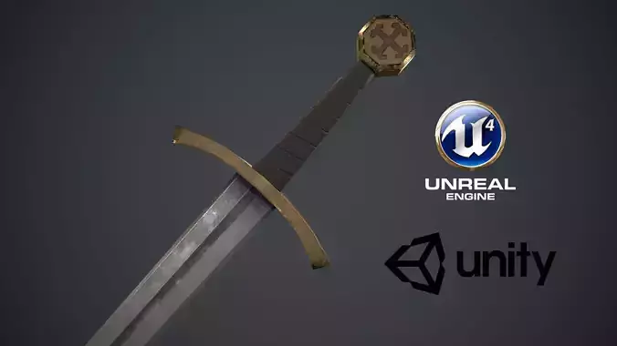 Low Poly Medieval Sword Low-poly 3D model