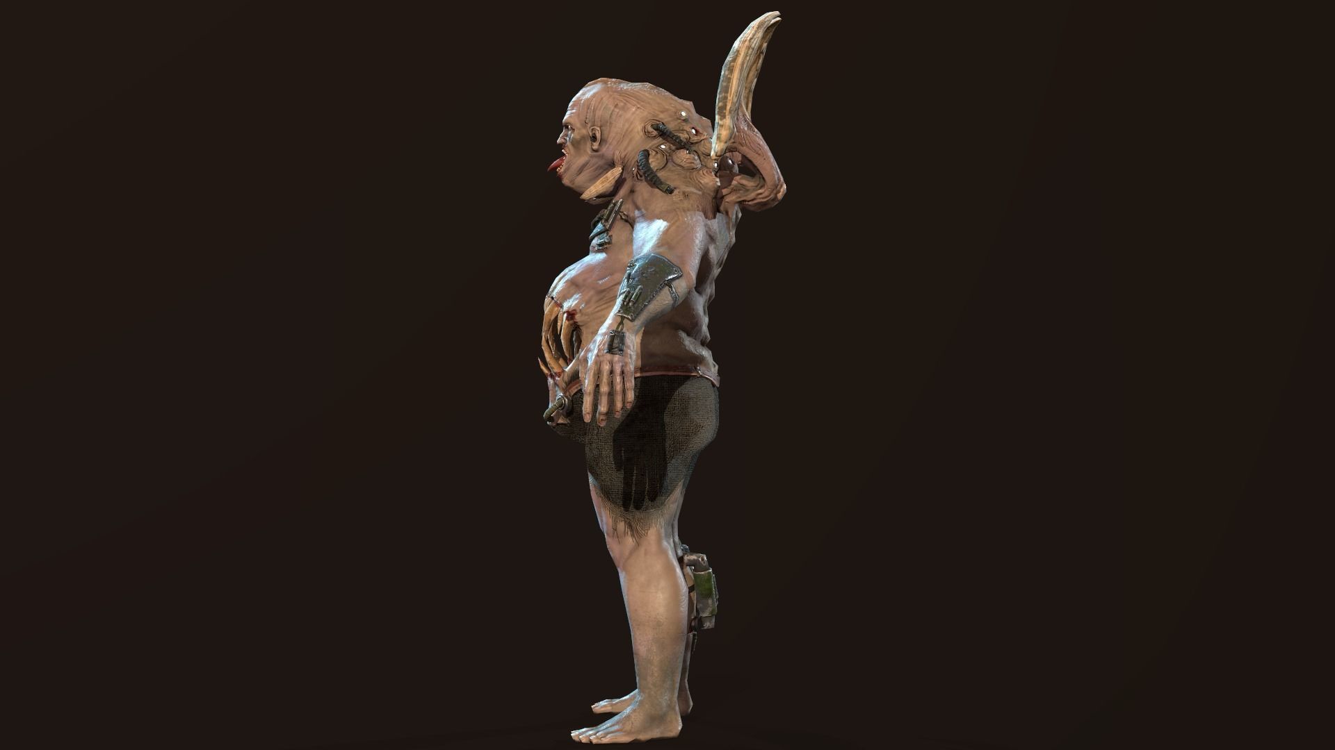 Mutant7 man with bow and arrow Low-poly 3D model_5