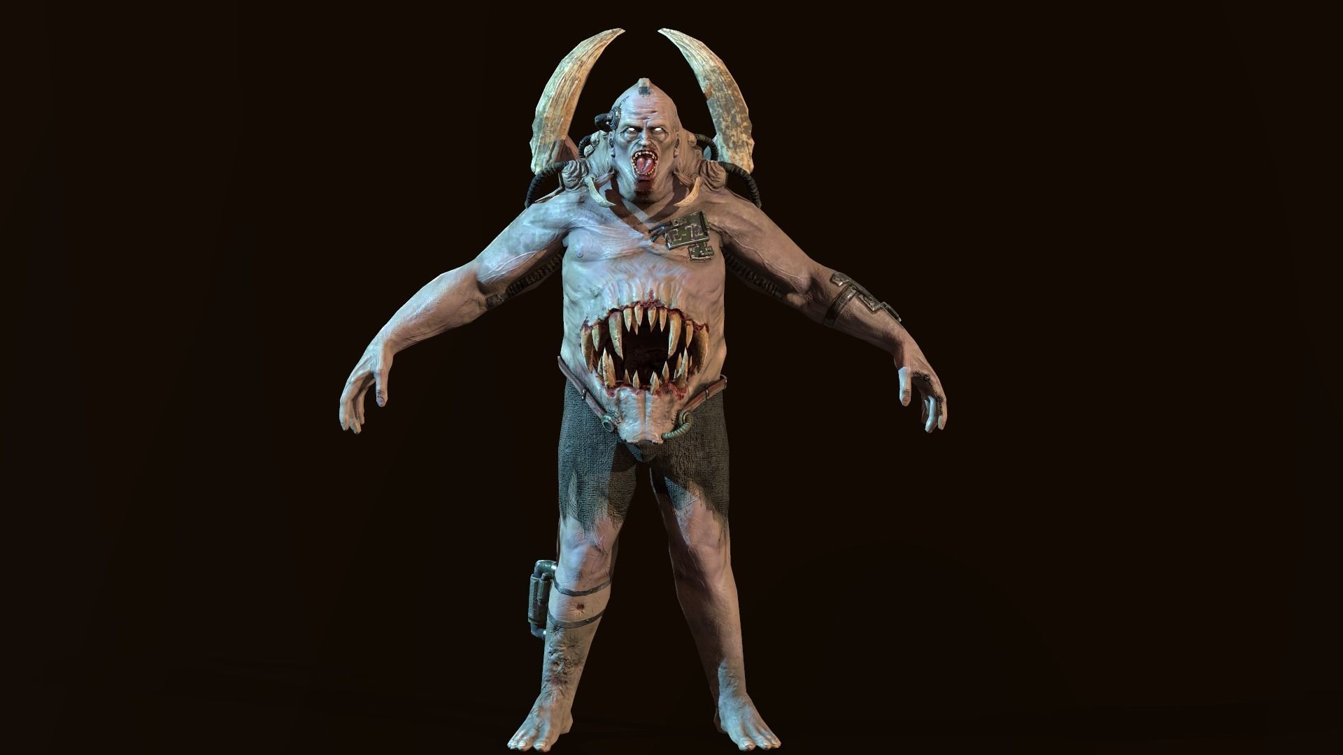 Mutant7 man with bow and arrow Low-poly 3D model_3