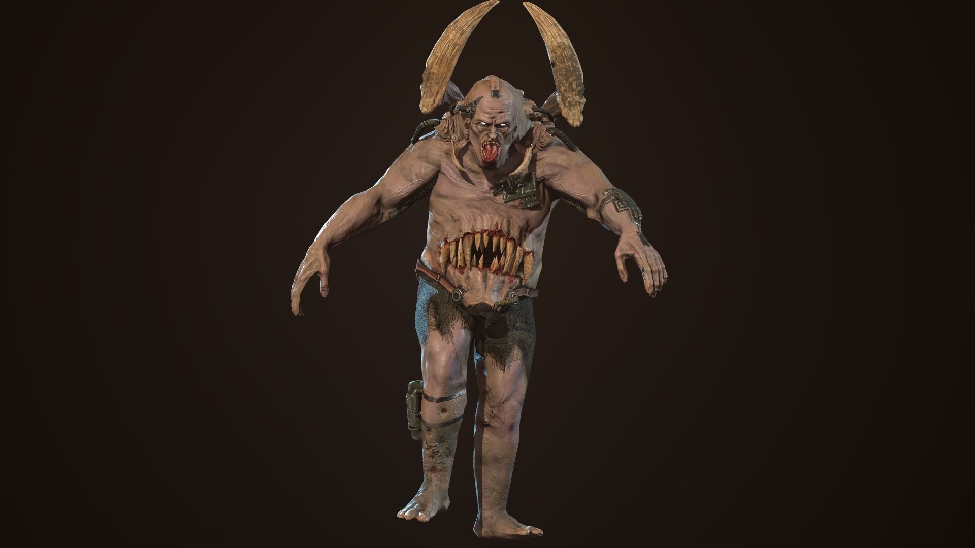 Mutant7 man with bow and arrow Low-poly 3D model_15