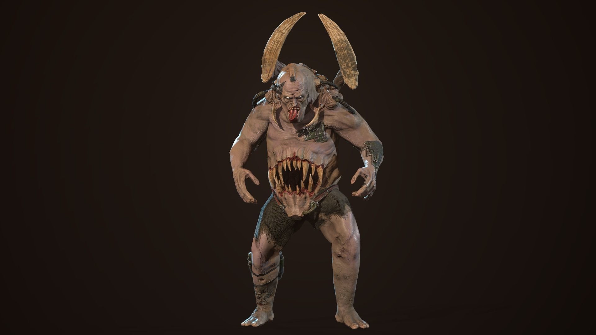 Mutant7 man with bow and arrow Low-poly 3D model_14