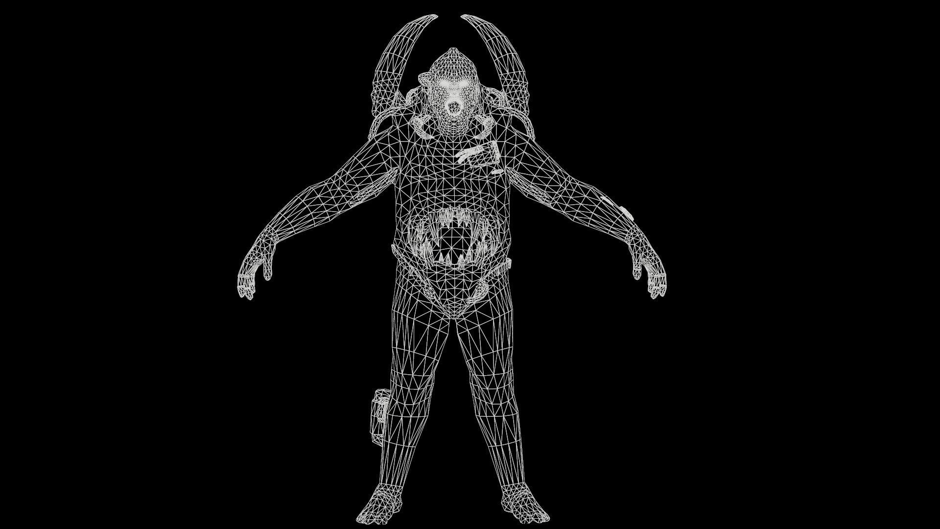 Mutant7 man with bow and arrow Low-poly 3D model_7