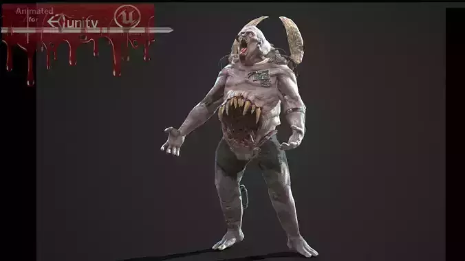 Mutant7 man with bow and arrow Low-poly 3D model
