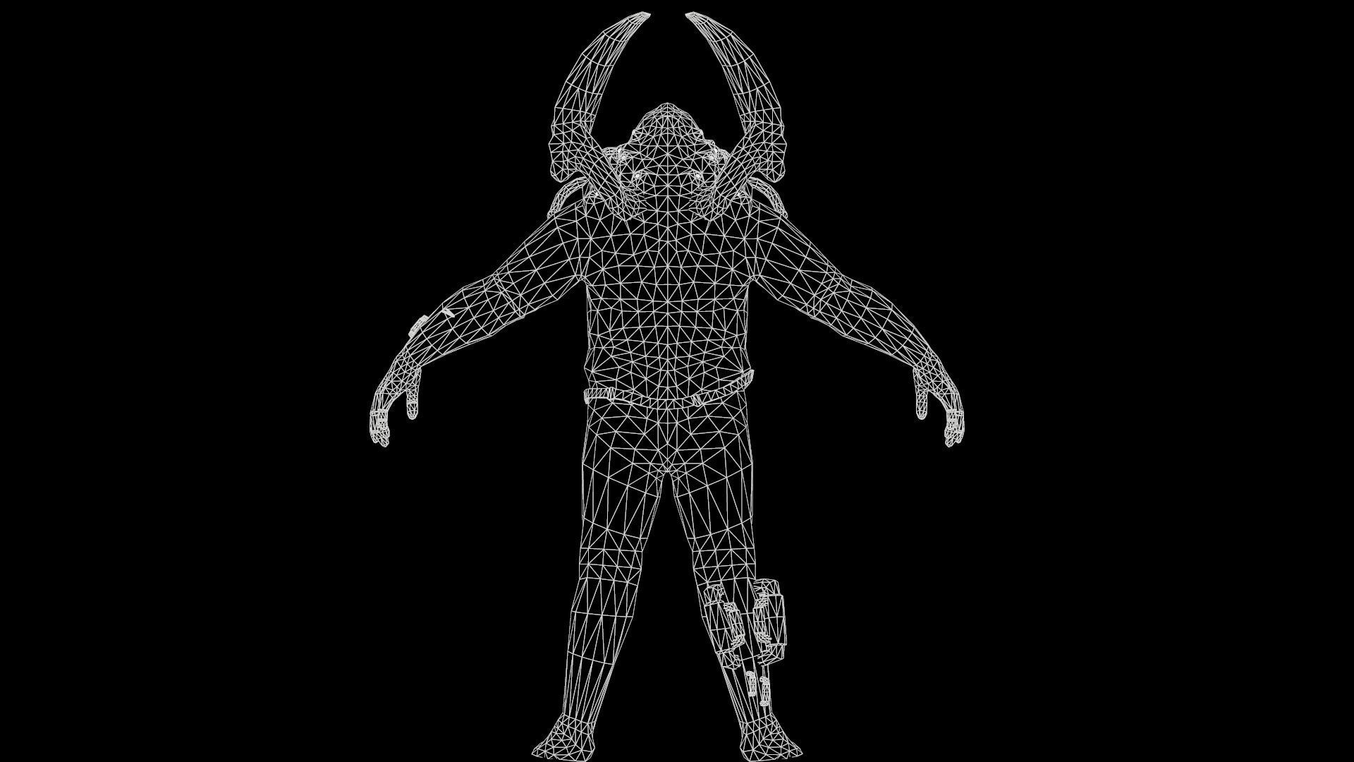 Mutant7 man with bow and arrow Low-poly 3D model_8