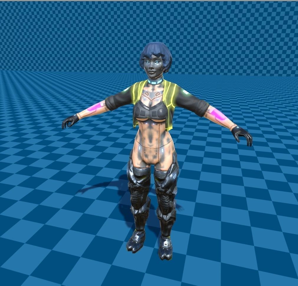 Cyberpunk-Girl Low-poly 3D model