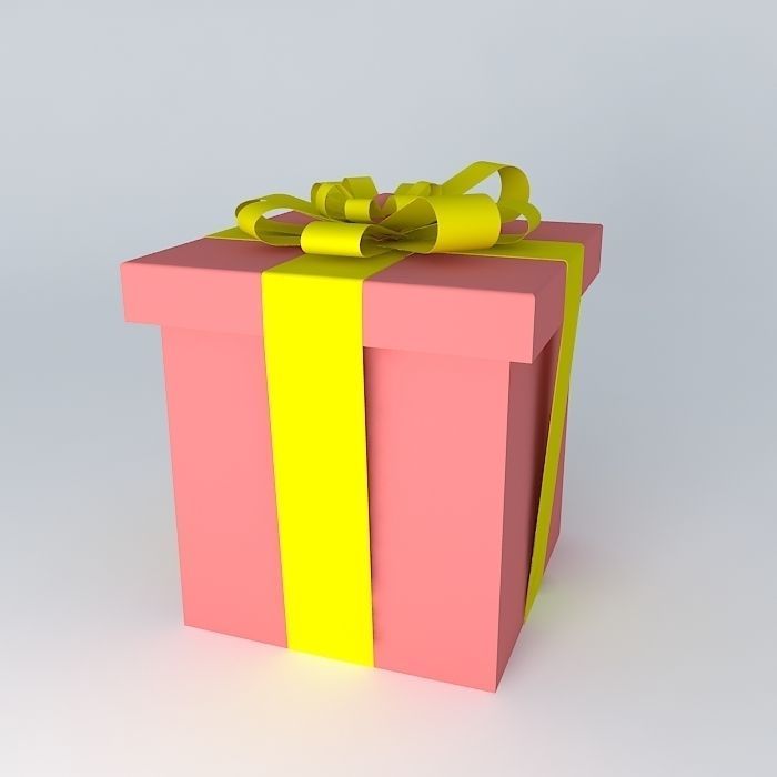 Gift box with ribbon Free 3D model_1