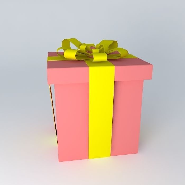 Gift box with ribbon Free 3D model_2