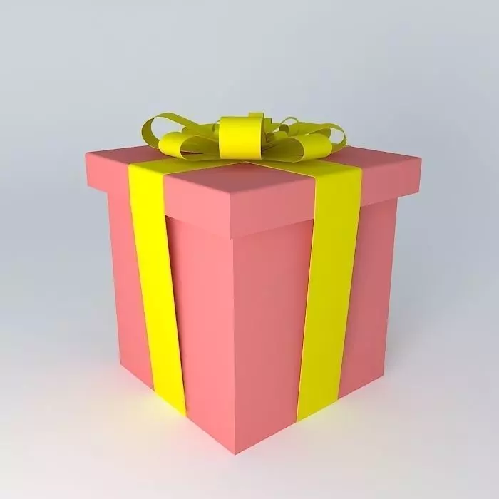 Gift box with ribbon Free 3D model_0