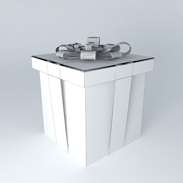 Gift box with ribbon Free 3D model_4