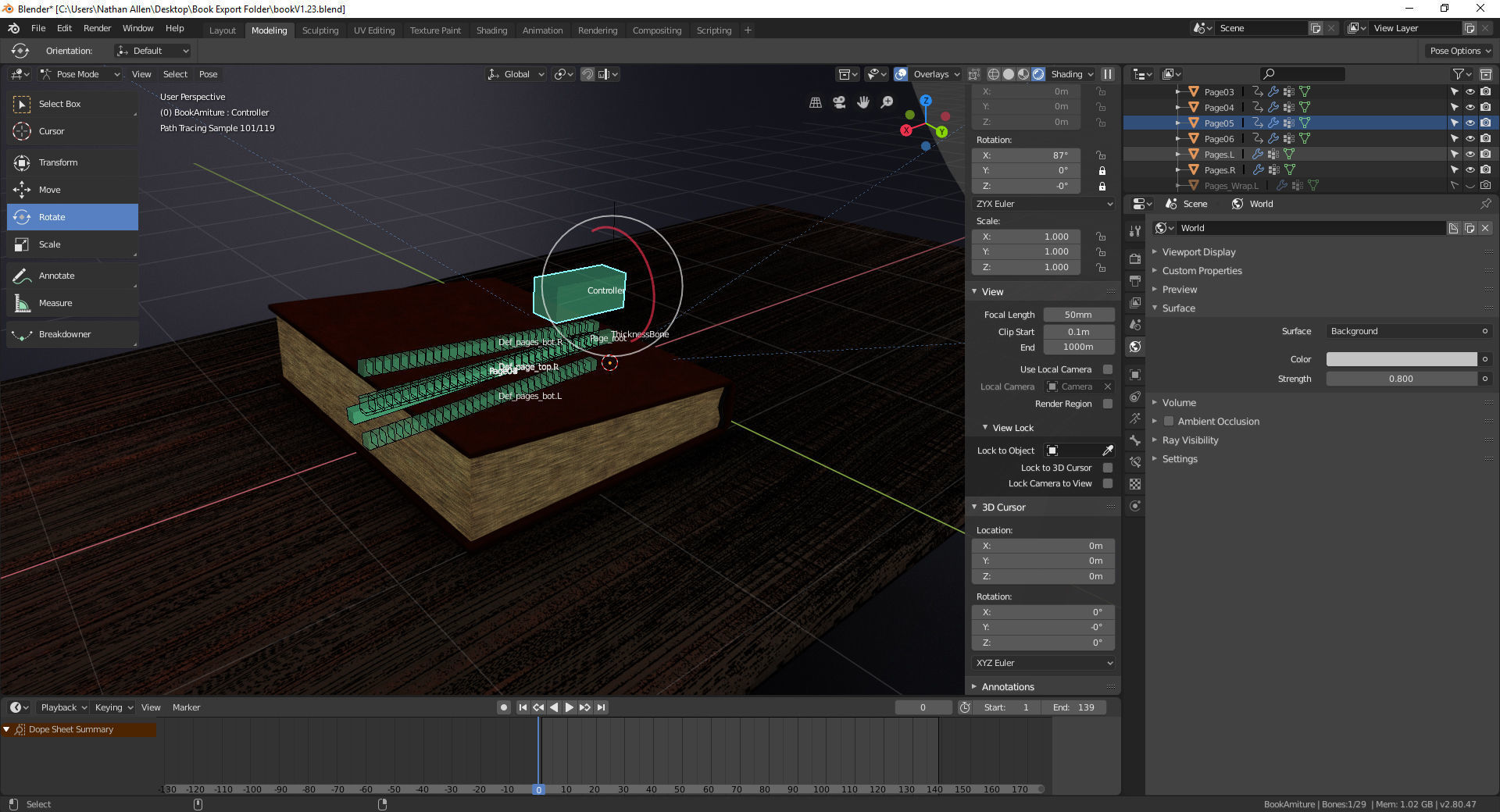 Rigged Animated Book 3D model_9