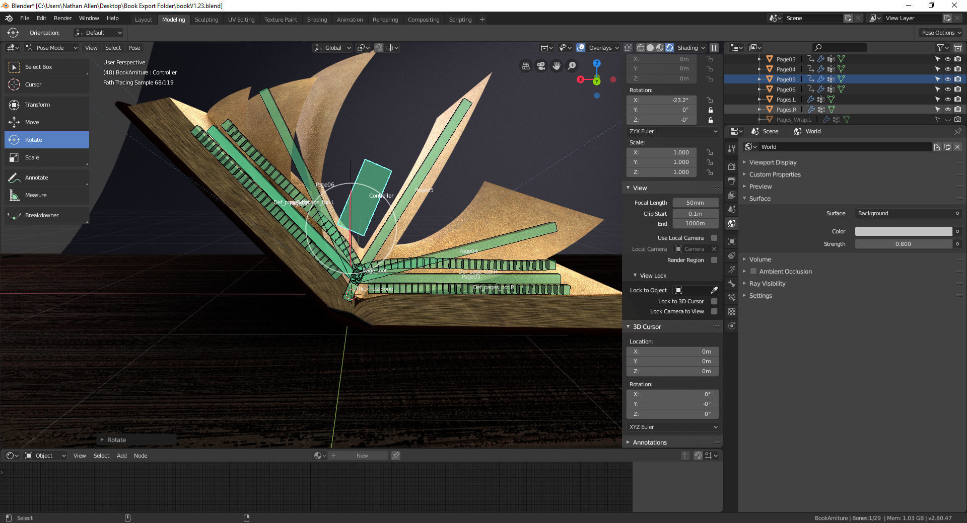 Rigged Animated Book 3D model_7