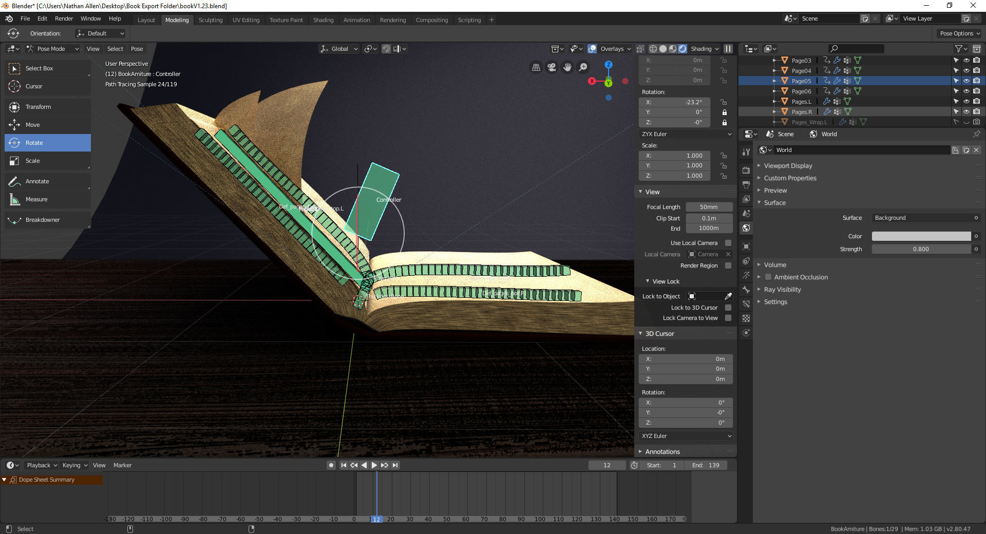 Rigged Animated Book 3D model_6